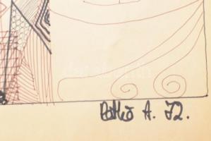 Pethő Attila (-), 2 db rajz: Alakok és örganikus kompozíció, 1972. Filctoll, papír, mindkettő jelzet...