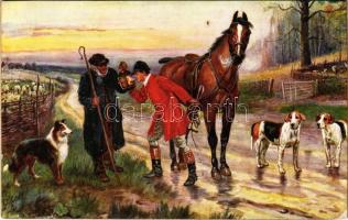 "The Hunt Day" Raphael Tuck & Sons' "Oilette" Connoisseur Postcard 2781. s: N. Drummond (EK)