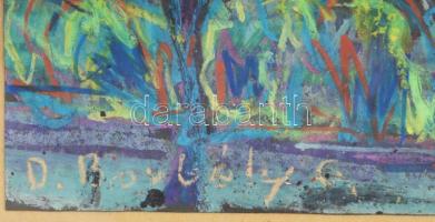 D. Borbély Gizella (1920-1994) : Tavaszi szántás. Pasztell, papír. jelzett 24x50 cm keretben