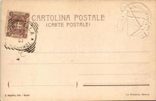 1901 Napoli Sport. Fot. Crocco / Italian horse riding. Emb. silver horseshoe