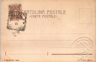 1901 Napoli Sport. Fot. Crocco / Italian horse-drawn carriage, horse riding. Emb. silver horseshoe (...