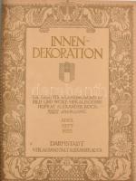 1923-1931 Innendekoration. Die gesamte Wohnungskunst in Bild und Wort. Herausgeber: Hofrat Alexander Koch. Kolligátum egybekötött számokból: XXXIV April 1923., XXXVI. Mai 1925., XXXVI. Mai 1925., XXXIV Február 1923., XLII Januar 1931, XXXIV Januar 1928. Darmstadt, Alexander Koch. Gazdag képanyaggal illusztrált. Német nyelven. Átkötött egészvászon-kötésben, professzionális védőfóliában, részben bekötött borítókkal is.