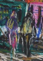 D. Borbély Gizella (1920-1994) : Házunk előtt. pasztell, papír. jelzett 51x23 cm