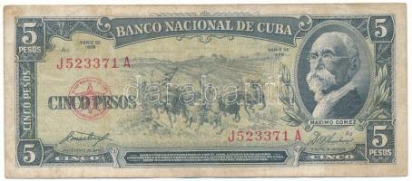 Kuba 1958. 5P "J523371A" T:F Cuba 1958. 5 Pesos "J523371A" C:F Krause P#91a