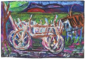 D. Borbély Gizella (1920-1994) :Szekér. pasztell, papír, jelzett 36x48 cm