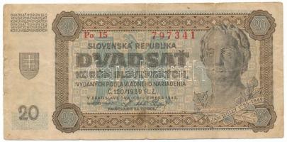 Szlovákia 1942. 20K T:F,VG Slovakia 1942. 20 Korun C:F,VG Krause P#7