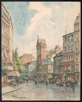 Alorain jelzéssel: Párizs, Rue des Abbesses. Akvarell, papír, 29,5x23,5 cm