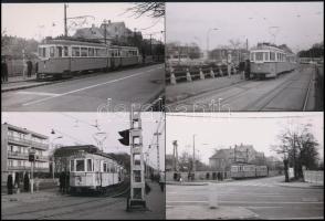 cca 1960-1970 Budapesti villamosok, 4 db fotó, még nem publikált utólagos nagyítás, 10×15 cm