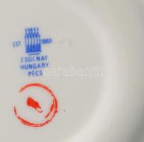 Zsolnay Stafír mintás tejkiöntő és 2 darab csésze alátéttel. Jelzett, hibátlan