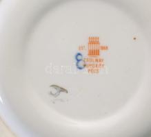 Zsolnay Pompadour mintás kávés csésze alátéttel. Jelzett