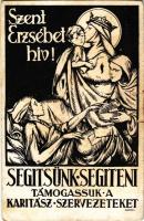 1941 Szent Erzsébet hív! Segítsünk segíteni, támogassuk a Karitász szervezeteket! / Saint Elizabeth of Hungary. Hungarian charity organization propaganda s: Márton L. (r)