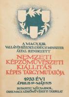 Nemzeti Képzőművészeti Kiállítás Képes Tárgymutatója. Bp., 1933, Országos Magyar Képzőművészeti Társulat. Fekete-fehér képekkel, többek közt Aba-Novák Vilmos, Berény Róbert, Bernáth Aurél, Czóbel Béla, Egry József, Glatz Oszkár, Márffy Ödön, Molnár C. Pál, Patkó Károly, Szőnyi István, Vaszary János, Vilt Tibor műveinek reprodukcióival illusztrált. Kiadói papírkötésben.