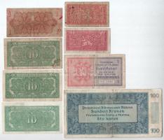 Csehszlovákia 1944. 1K + 1949. 5K (2db) + 10K (3db) + Német Harmadik Birodalom / Cseh-Morva Protekto...