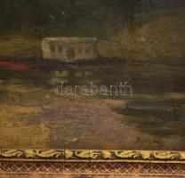 Bosznay István (1868-1944): Hajó a vízen. Olaj, karton, jelezve jobbra lent, sérült. Dekoratív, sérü...