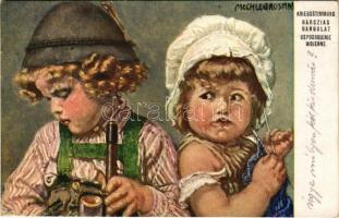 1917 Kriegsstimmung / Harcias hangulat / Children art postcard. A.F.W. III. 831. s: Mechle-Grossmann (EK)