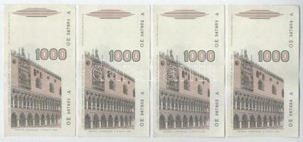 Olaszország 1982. 1000L (4x) sorszámkövetők "OE 567601 A - OE 567604 A" T:VF-F törés nélkü...