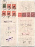 Pécs 1933-1935. 2xklf kitöltött váltó tétel vízjeles papír, bélyegekkel, "Nemzeti Hitelintézet ...