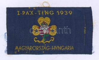 1939. "I. PAX-TING" Magyar Cserkészlány Szövetség felvarró (50x90mm) T:XF