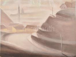 Hamza Tibor (1908-1972): Eger látképe, háttérben a minarettel. Akvarell, papír, jelezve jobbra lent, hátoldalán özvegye igazolásával, 32×43,5 cm