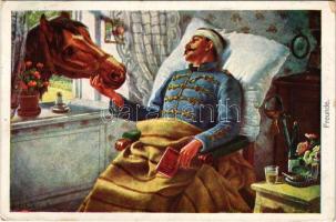 1916 Freunde / WWI Austro-Hungarian K.u.K. military art postcard, injured soldier with horse. W.R.B. & Co. Wien III. Nr. 156. s: Schubert (EK)