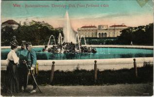 1907 Wien, Vienna, Bécs; Hochstrahlbrunnen. Thronfolger Erzherzog Franz Ferdinand d'Este / montage with Archduke Franz Ferdinand of Austria (r)
