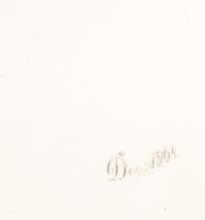 Fajansz reggelitő tálca, fém kerettel. Matricás, jelzett, 35x25 cm