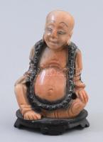 Ülő Buddha zsírkő faragott szobor 9 cm