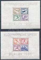 Deutsches Reich 1936 Berlini Olimpia blokkpár halvány falcnyomokkal Mi 5-6 (ráncok, törések / creases, folds)