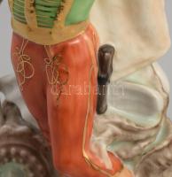 Herendi porcelán sárkányölő János vitéz, Terv: Lőrinc István, kézzel festett, jelzett,hibátlan, m: 2...
