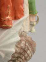 Herendi porcelán sárkányölő János vitéz, Terv: Lőrinc István, kézzel festett, jelzett,hibátlan, m: 2...