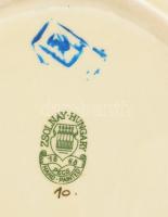 Zsolnay pillangó mintás tálka. Kézzel festett, jelzett, kis elszineződéss d: 12 cm,