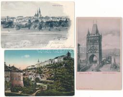 Praha Prague; - 3 pre-1945 postcards