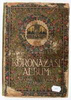 Koronázási album. Ábrányi Emil, Ambrus Zoltán, Gróf Andrássy Gyula, Gróf Apponyi Albert, Beöthy Zsolt, Berzeviczy Albert, Heltai Jenő, Herczeg Ferenc, Kabos Ede, Gróf Khun-Héderváry Károly, Kiss József, Krúdy Gyula, Molnár Ferenc, Móricz Zsigmond, Rákosi Viktor, Szomaházy István, Báró Wlassics Gyula eredeti közleményeivel. Bató József, Bér Dezső, Csont Ferenc, Dudits Andor, Endrey Sándor, Gedő Lipót, Herman Lipót, Honti Nándor, Komáromi-Kacz Emőke, Pólya Tibor, Pór Bertalan, Rippl-Rónai József, Rudnay Gyula, Végh Gusztáv, Vészi Margit, Zádor István eredeti rajzaival és festményeivel. A borító Végh Gusztáv (1889-1973) grafikus munkája. Bp., 1917, Érdekes Újság. Rendkívül gazdag szövegközi és egészoldalas képanyaggal. Kiadói díszes, illusztrált sérült félvászon-kötés, sérült gerinccel, sérüléssel a borítón.