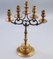 Réz gyertyatartó, ötágú m: 36 cm