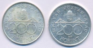 1994. 200Ft Ag "Deák" + 1992. 200Ft Ag "MNB" T:AU,XF Adamo F13, F13.1
