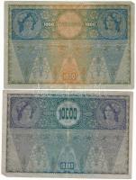 Ausztria 1902. 1000K II. kiadás, piros vízszintes "DEUTSCHÖSTERREICH" felülbélyegzéssel + ...