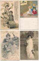 20 db régi motívum képeslap: hölgyek, gyerekek, művészlapok, üdvözlőlapok, stb. vegyes minőségben / 20 pre-1945 motive postcards: ladies, children, art postcards, greeting cards, etc. in mixed quality