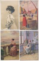 20 db régi motívum képeslap: hölgyek, gyerekek, művészlapok, üdvözlőlapok, stb. vegyes minőségben / ...