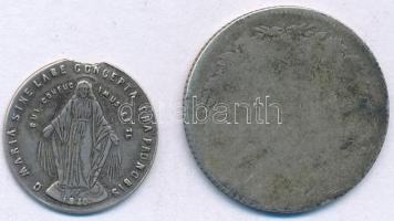 Vegyes: Románia 1873. 1L Ag + DN "XIII. Leó" Ag medál fül nélkül (0.90g/17mm) T:F
Mixed: ...