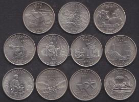 USA 2002-2004. 1/4$ 11klf db "Mississippi, Illinois, Missouri, Florida, Alabama, Maine, Florida, Texas, Iowa, Arkansas, Wisconsin, Michigan" T:2