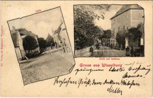 1904 Wieselburg, Zeile mit Schloss / castle. Art Nouveau