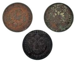 Vegyes: 1851B-1851G 1kr Cu + Ausztria 1851A 1kr Cu T:XF,VF