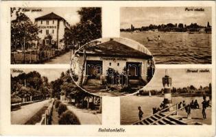 1939 Balatonlelle, Honvédtiszti üdülőpavilonok, Éden penzió, Honvédtiszti strand, evezős csónak, Droguista otthon