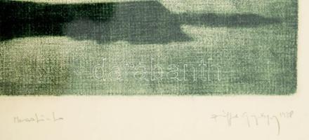 Pálfi György (-): Kéz és olló (szürrealista grafika), 1978. Mezzotinto, papír, jelzett, számozott (6...