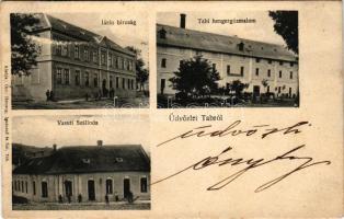 1906 Tab (Somogy), Járásbíróság, Hengergőzmalom, Vasúti szálloda. Özv. Herczog Ignácné és fiai kiadása