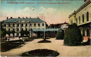 1928 Balatonfüred-fürdő, Nagyszálloda és gyógyterem előtti park (fl)