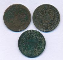 Vegyes: 1858E-1859E 1kr Cu (2x) + Ausztria 1859A 1kr Cu T:VF,F