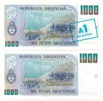 Argentína DN (1984-1985) 1000P (2xklf) az egyik zöld "1 Austral" felülbélyegzéssel T:UNC-X...