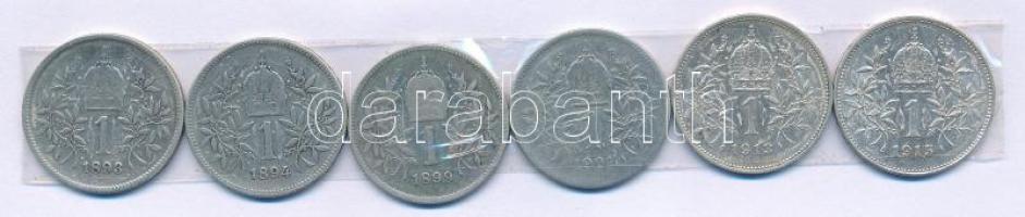 Ausztria 1893-1915. 1K Ag "Ferenc József" (6xklf) T:AU-VF Austria 1893-1915. 1 Corona Ag &...