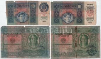 1912. 100K (2x) + 1915. 10K (2x) mind fekete "ROMANIA TIMBRU SPECIAL" felülbélyegzéssel (4...